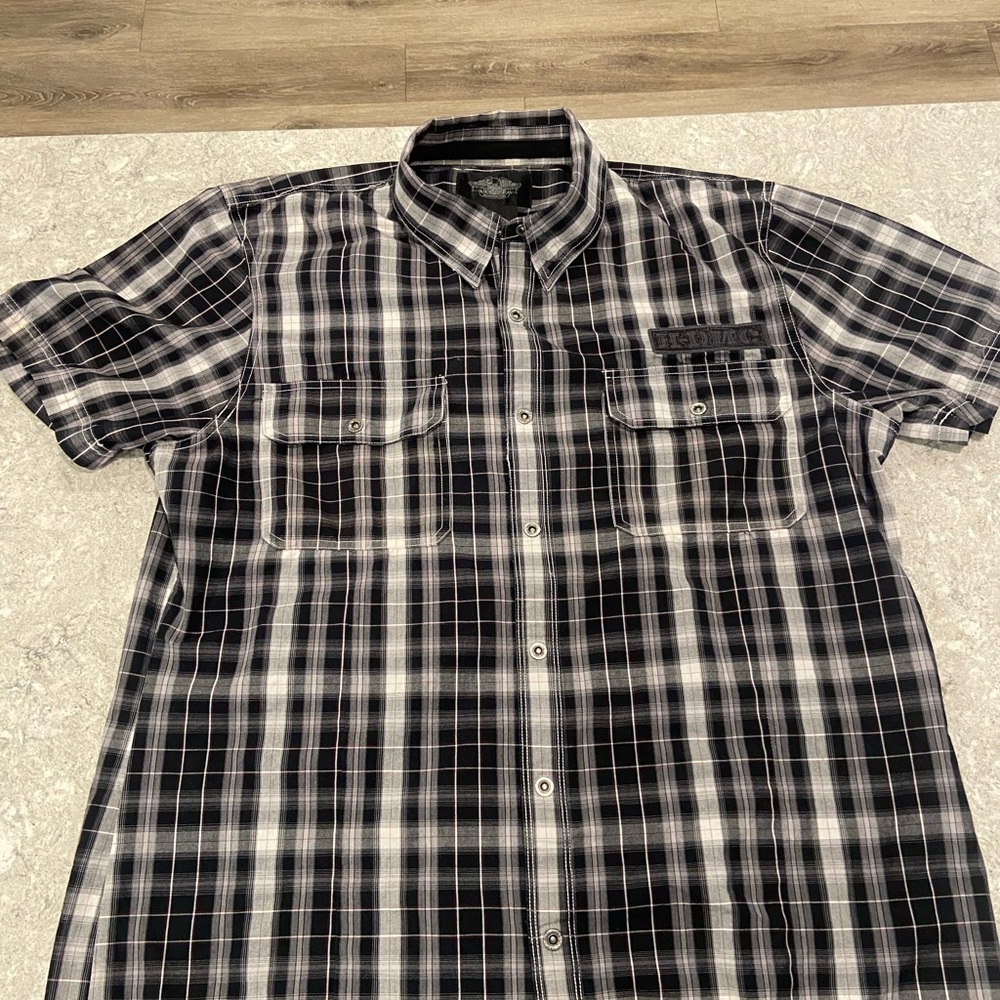 Harley Davidson Button Up Black White Shirt H-DMC 1 Cotton-XL